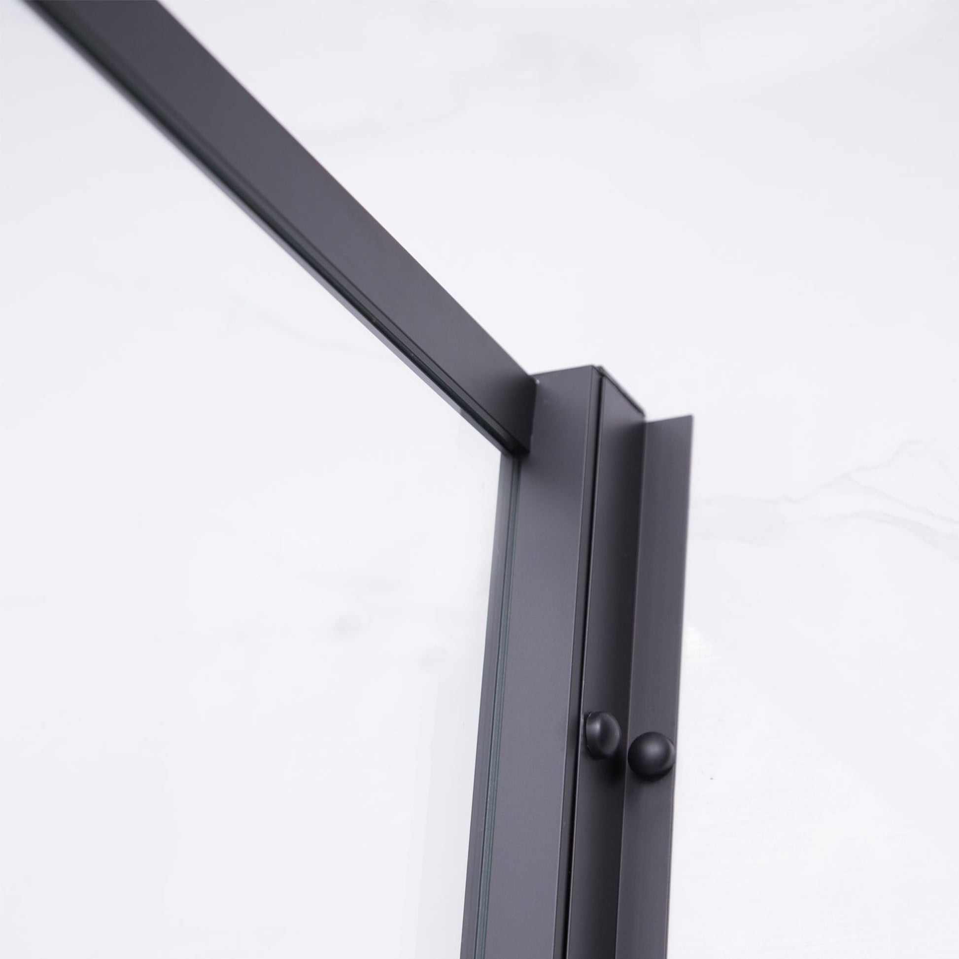 Vinnova Sondrio 48" x 76" Matte Black Rectangle In-line Pivot Door Framed Shower Enclosure With Side panel