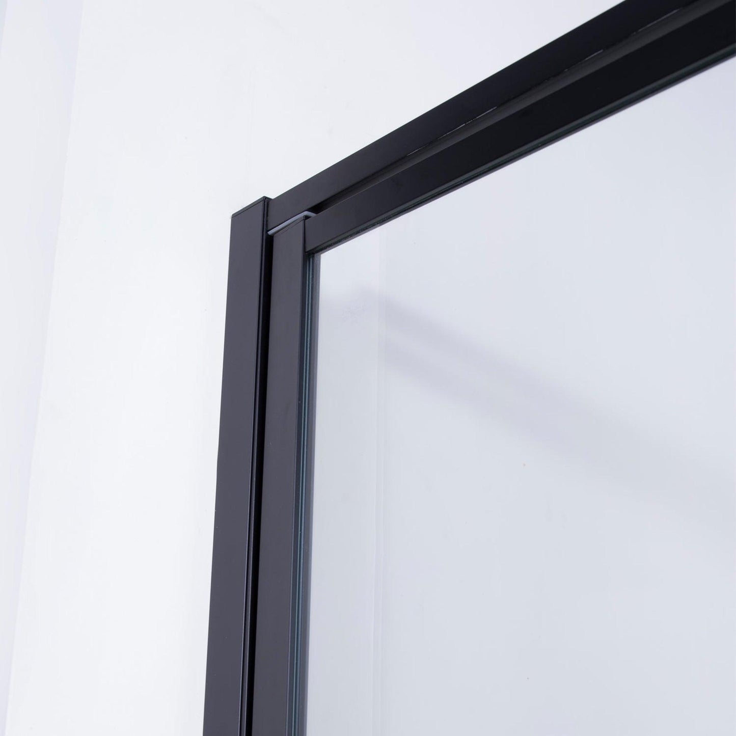 Vinnova Sondrio 48" x 76" Matte Black Rectangle In-line Pivot Door Framed Shower Enclosure With Side panel