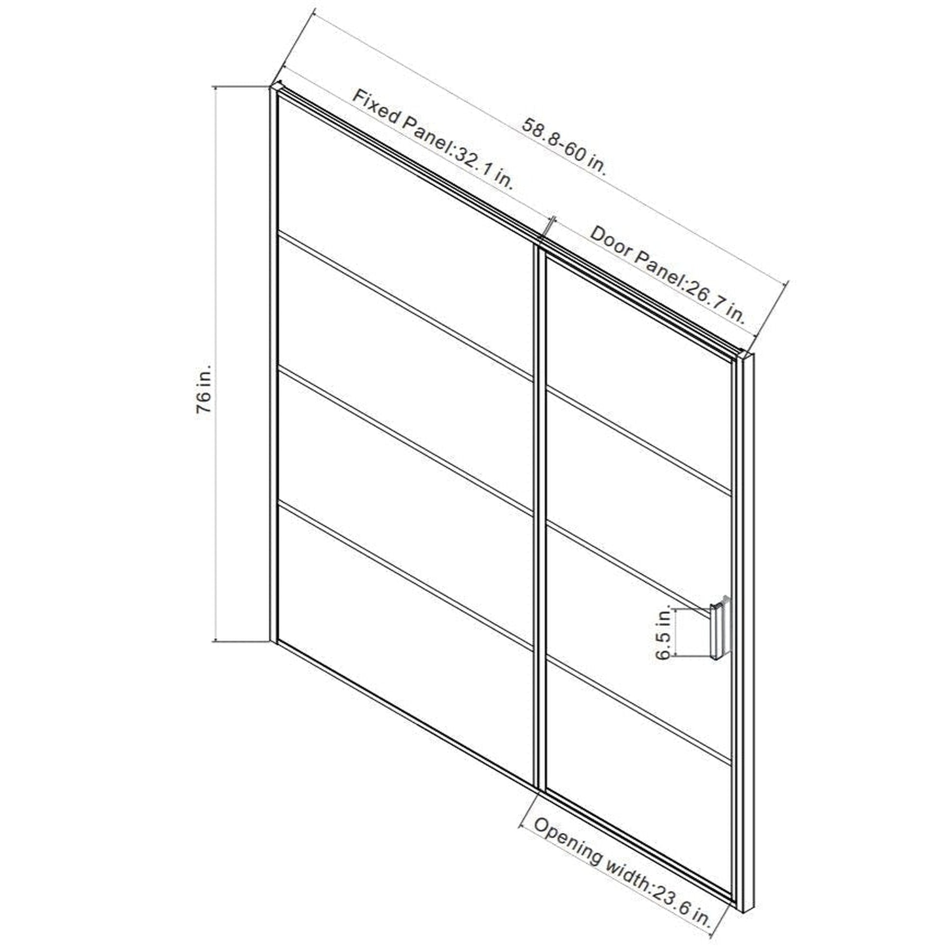 Vinnova Sondrio 60" x 76" Matte Black Rectangle Framed Pivot Shower Door