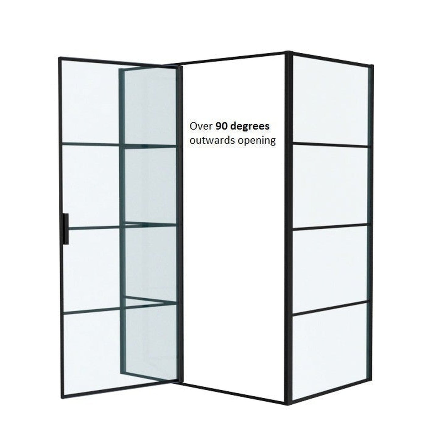 Vinnova Sondrio 60" x 76" Matte Black Rectangle In-line Pivot Door Framed Shower Enclosure With Side panel