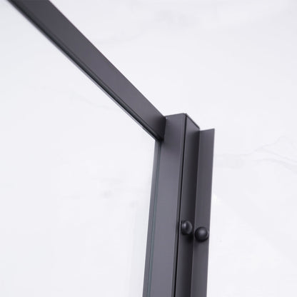 Vinnova Sondrio 60" x 76" Matte Black Rectangle In-line Pivot Door Framed Shower Enclosure With Side panel