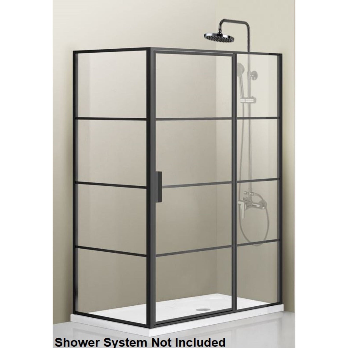 Vinnova Sondrio 60" x 76" Matte Black Rectangle In-line Pivot Door Framed Shower Enclosure With Side panel