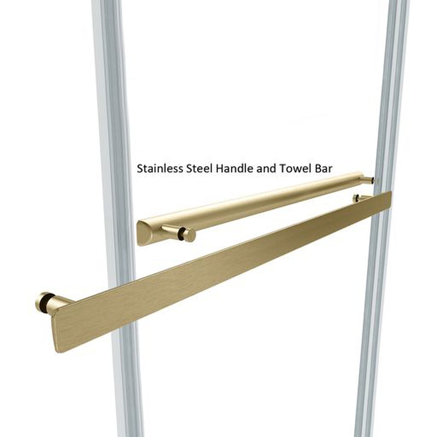 Vinnova Spezia 48" x 76" Brushed Gold Reversible Double Sliding Bypass Frameless Shower Door