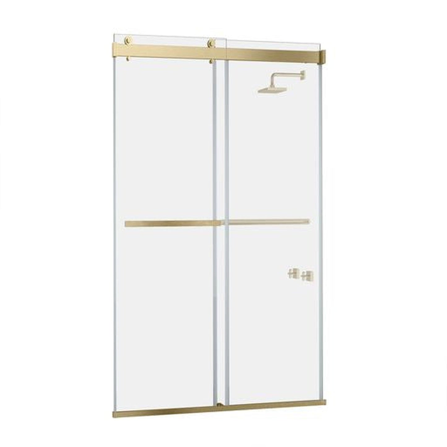 Vinnova Spezia 48" x 76" Brushed Gold Reversible Double Sliding Bypass Frameless Shower Door