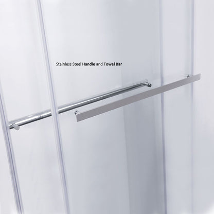 Vinnova Spezia 48" x 76" Polished Chrome Rectangle Double Sliding Bypass Frameless Shower Enclosure