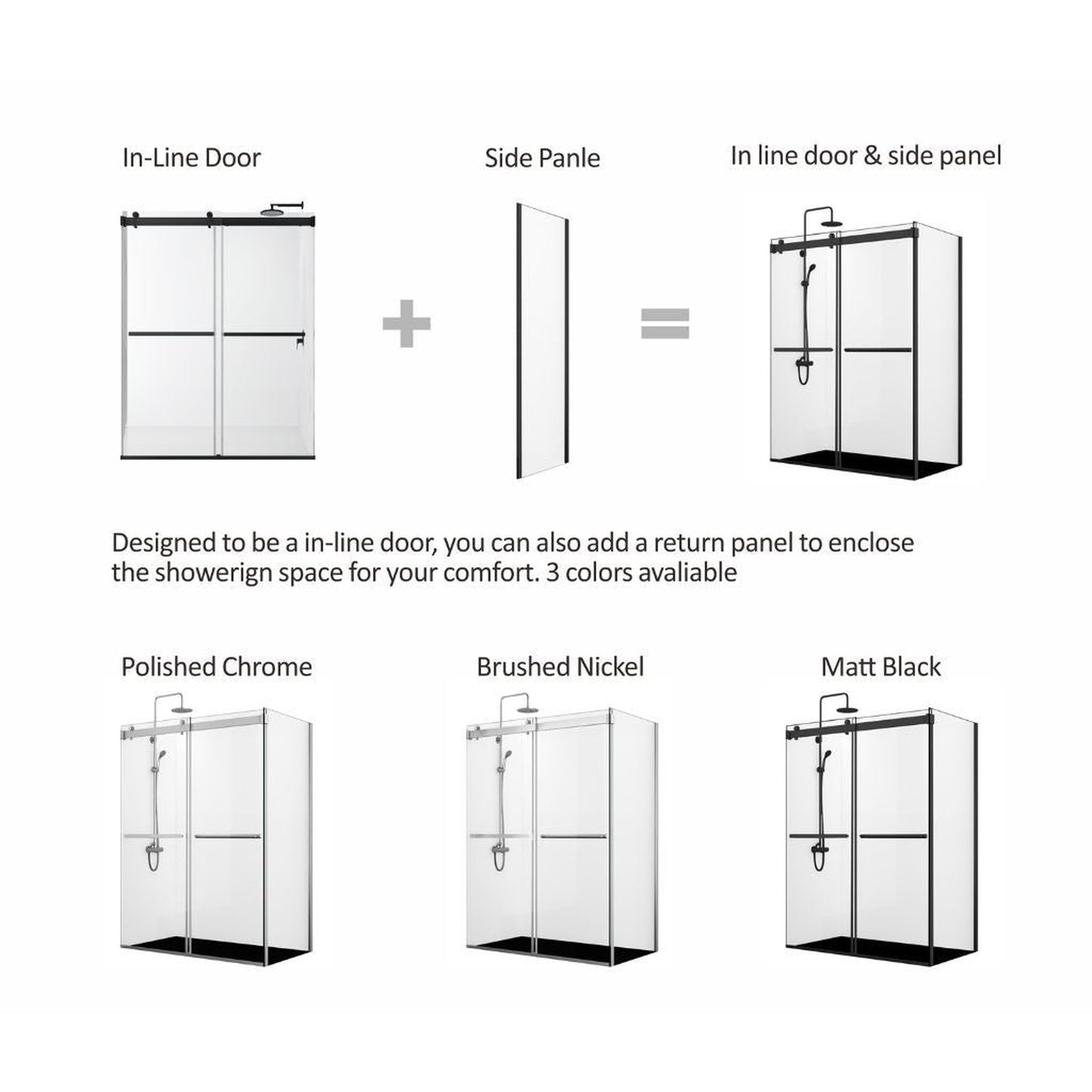 Vinnova Spezia 48" x 76" Polished Chrome Rectangle Double Sliding Bypass Frameless Shower Enclosure