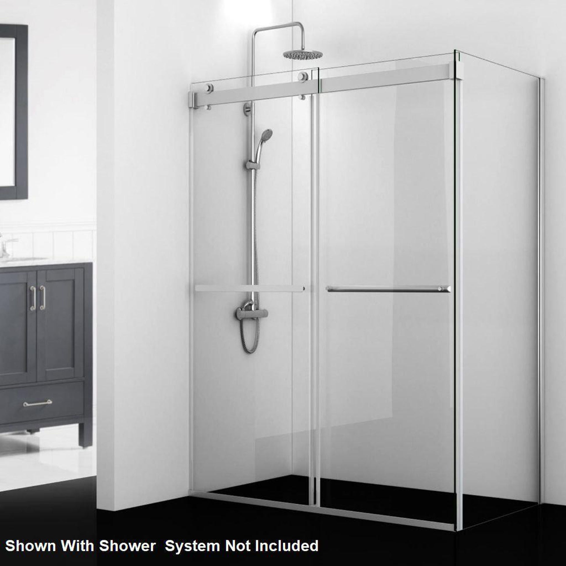 Vinnova Spezia 48" x 76" Polished Chrome Rectangle Double Sliding Bypass Frameless Shower Enclosure