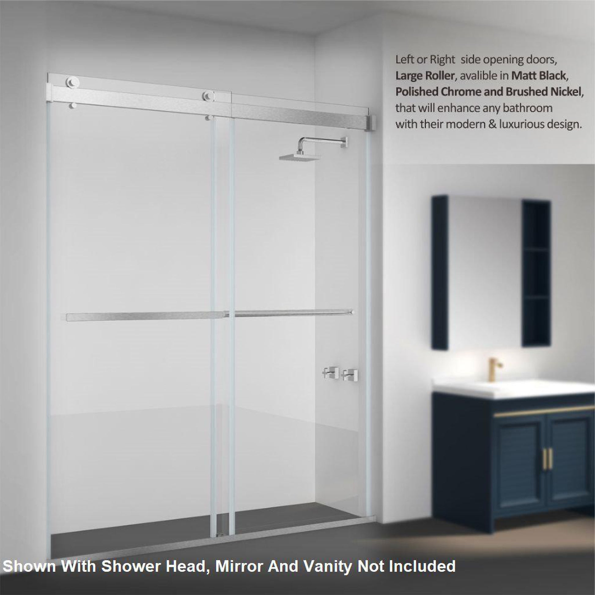 Vinnova Spezia 48" x 76" Polished Chrome Rectangle Double Sliding Bypass Frameless Shower Enclosure