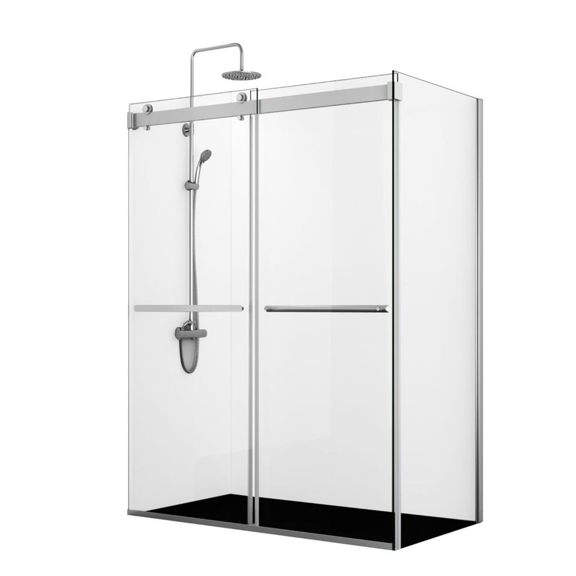 Vinnova Spezia 48" x 76" Polished Chrome Rectangle Double Sliding Bypass Frameless Shower Enclosure