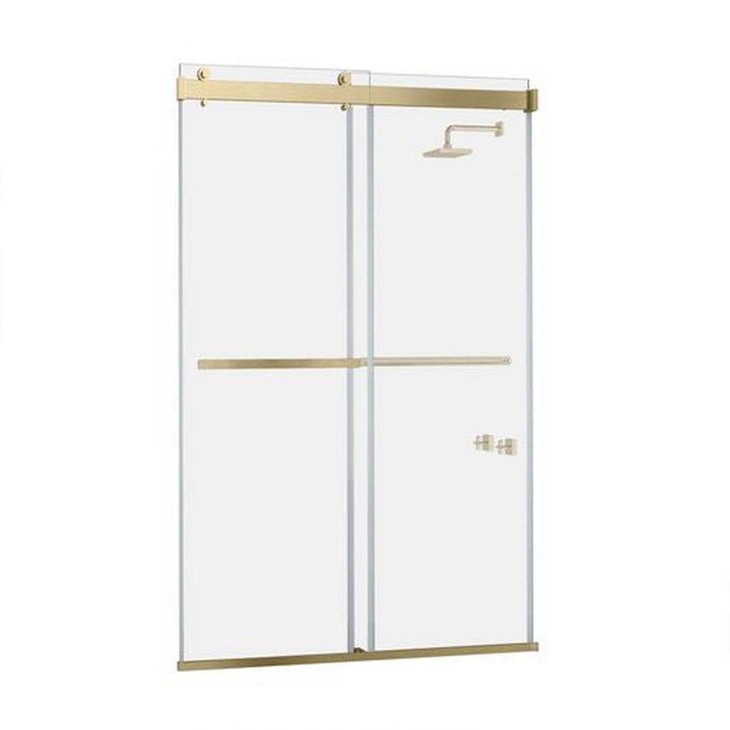 Vinnova Spezia 56" x 76" Brushed Gold Reversible Double Sliding Bypass Frameless Shower Door