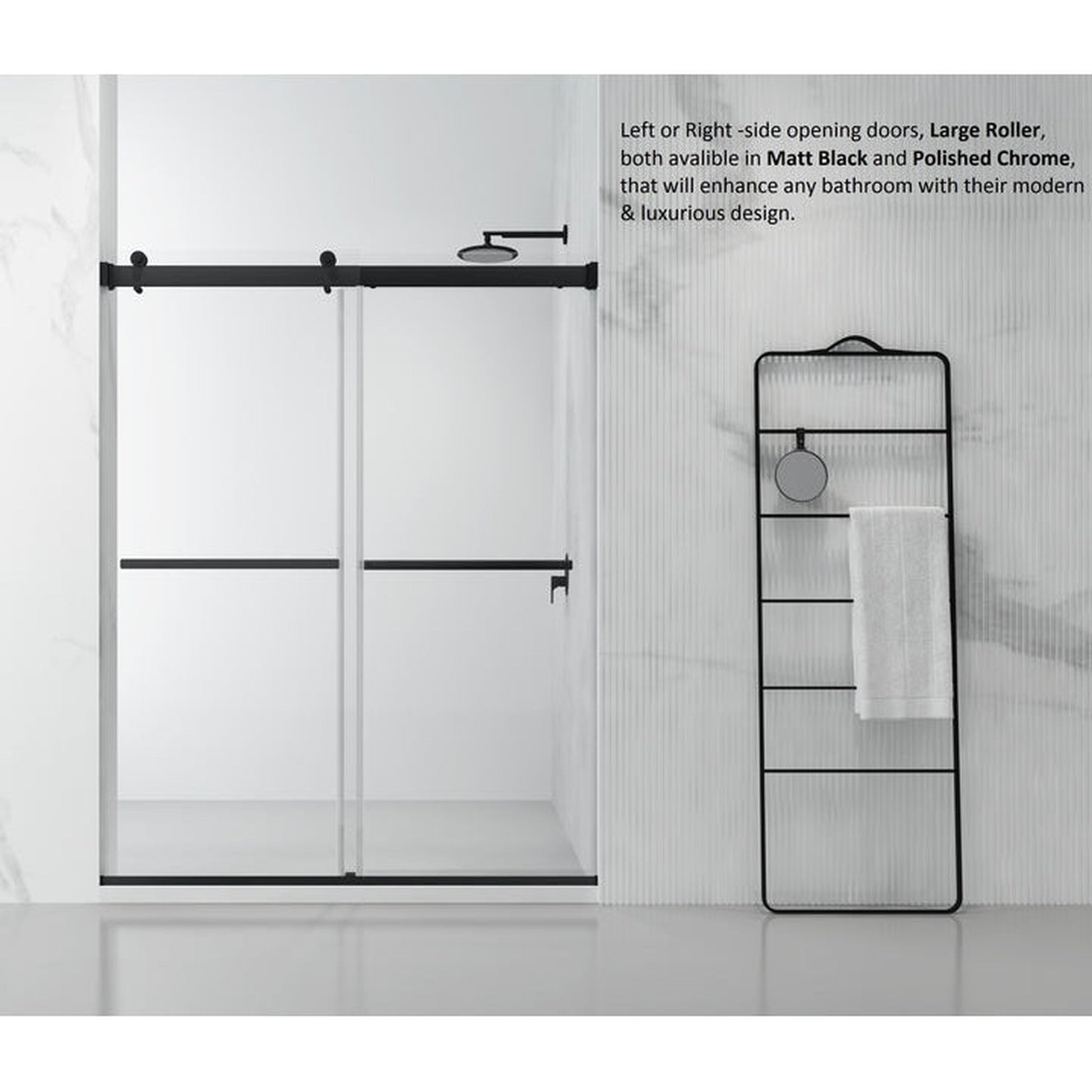 Vinnova Spezia 56" x 76" Brushed Nickel Reversible Double Sliding Bypass Frameless Shower Door