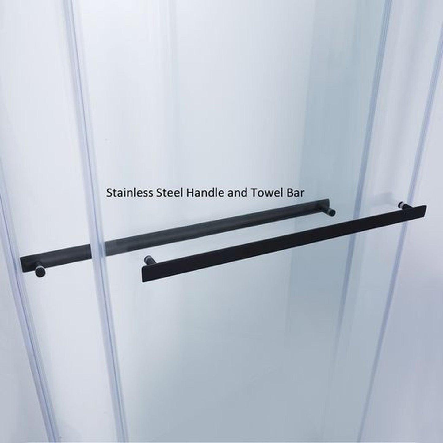 Vinnova Spezia 56" x 76" Matte Black Reversible Double Sliding Bypass Frameless Shower Door