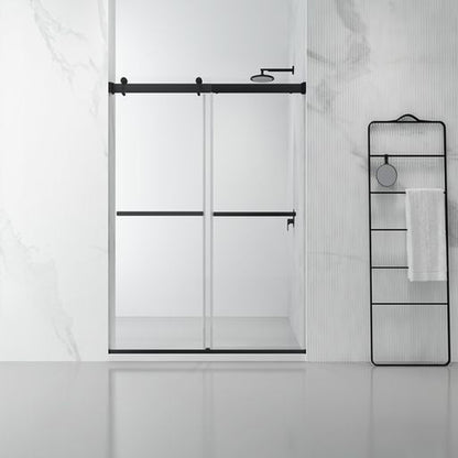 Vinnova Spezia 56" x 76" Matte Black Reversible Double Sliding Bypass Frameless Shower Door