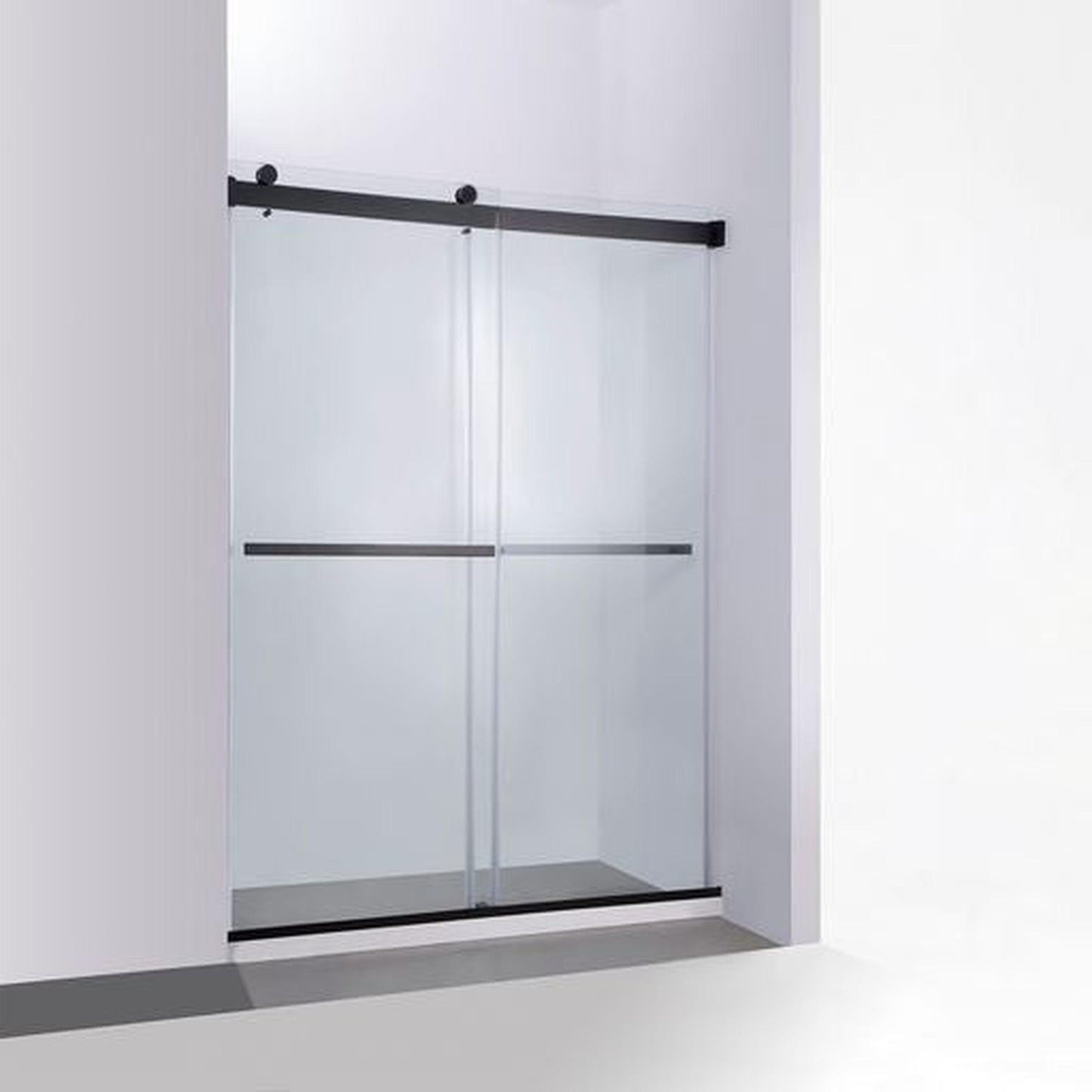 Vinnova Spezia 56" x 76" Matte Black Reversible Double Sliding Bypass Frameless Shower Door