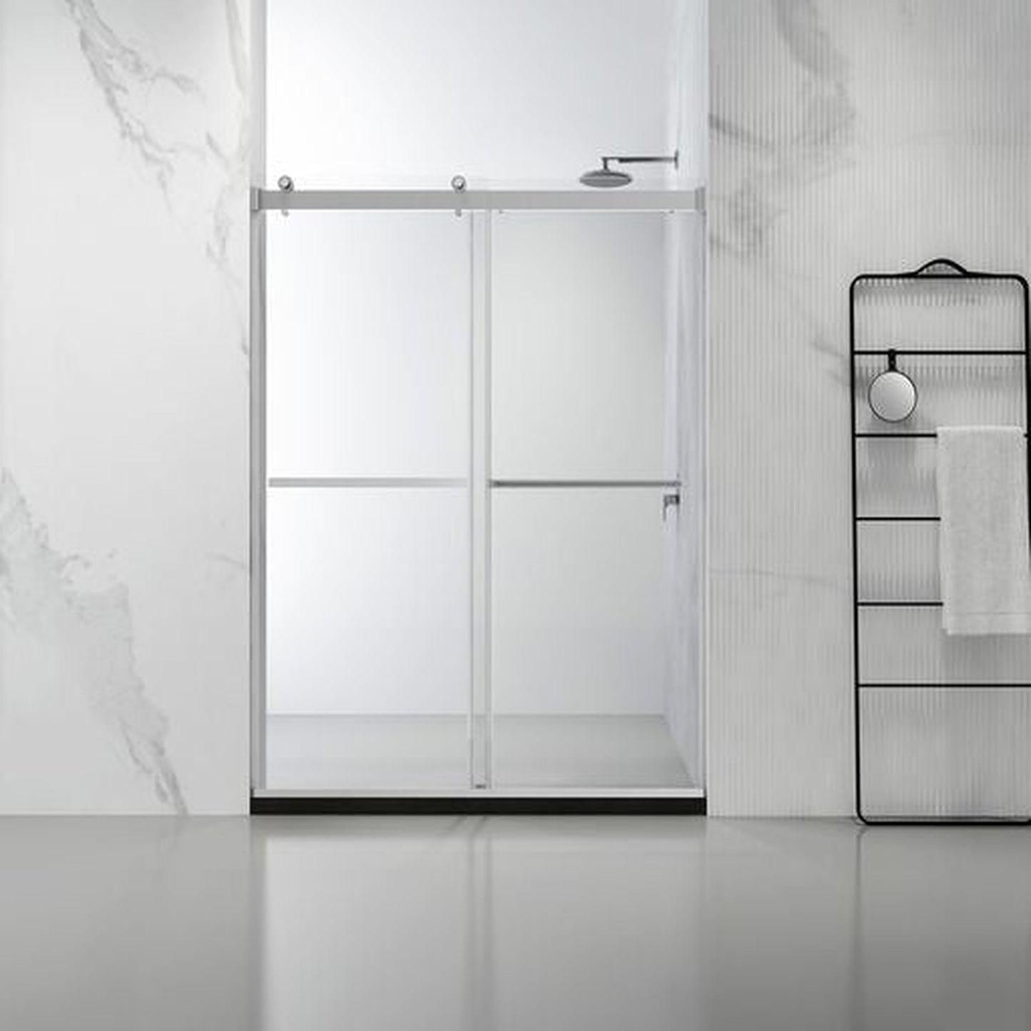 Vinnova Spezia 56" x 76" Polished Chrome Reversible Double Sliding Bypass Frameless Shower Door