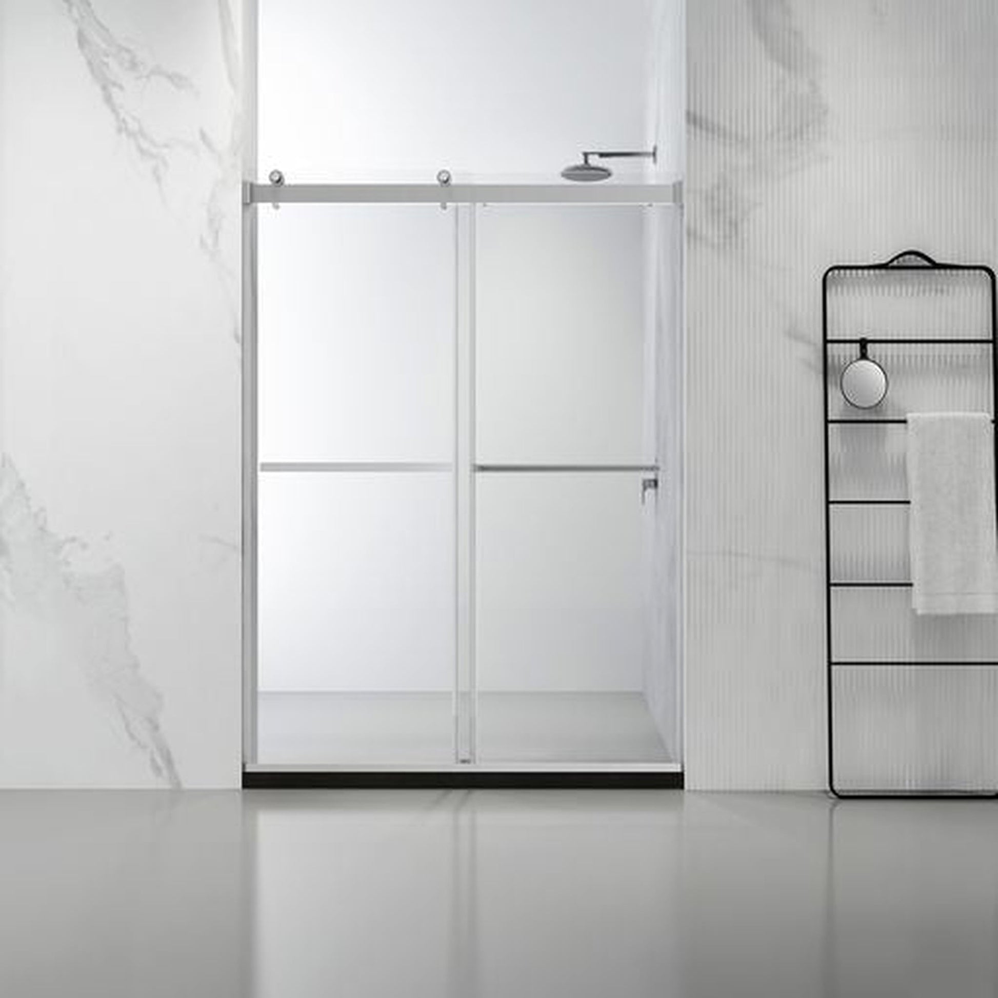 Vinnova Spezia 56" x 76" Polished Chrome Reversible Double Sliding Bypass Frameless Shower Door