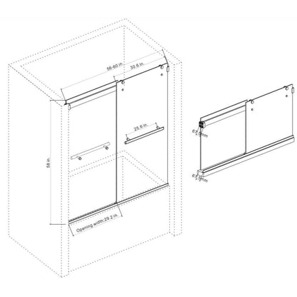 Vinnova Spezia 60" x 58" Matte Black Reversible Double Sliding Bypass Frameless Tub Door