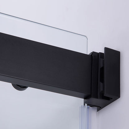 Vinnova Spezia 60" x 58" Matte Black Reversible Double Sliding Bypass Frameless Tub Door