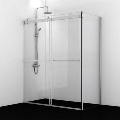 Vinnova Spezia 60" x 76" Polished Chrome Rectangle Double Sliding Bypass Frameless Shower Enclosure