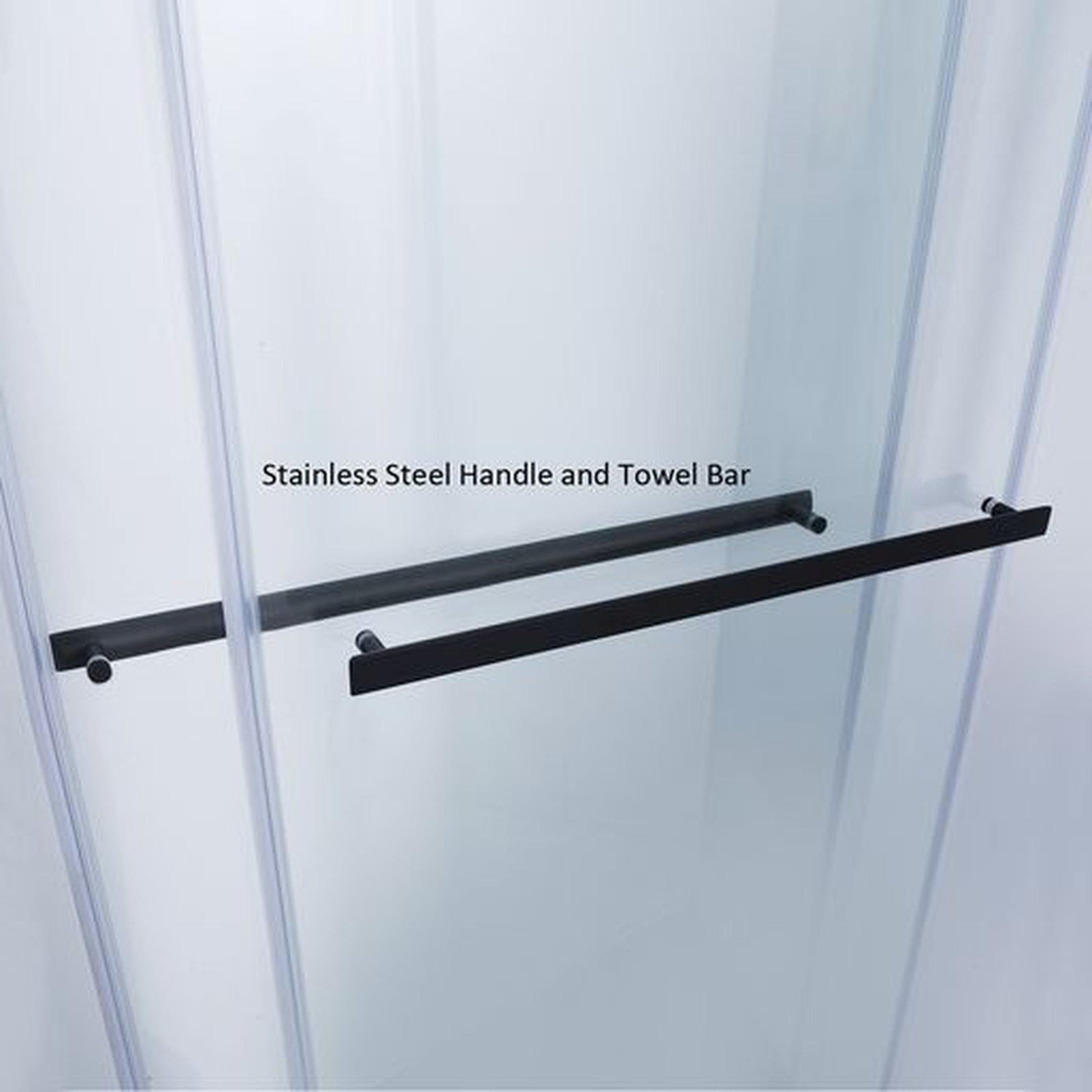 Vinnova Spezia 64" x 76" Matte Black Reversible Double Sliding Bypass Frameless Shower Door