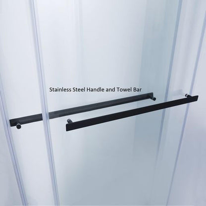 Vinnova Spezia 64" x 76" Matte Black Reversible Double Sliding Bypass Frameless Shower Door