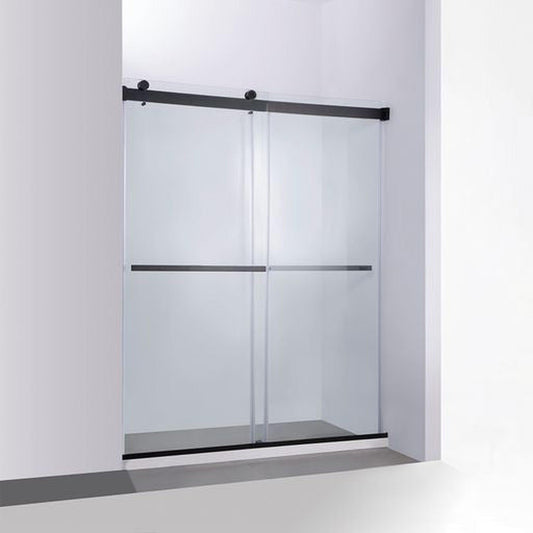 Vinnova Spezia 64" x 76" Matte Black Reversible Double Sliding Bypass Frameless Shower Door