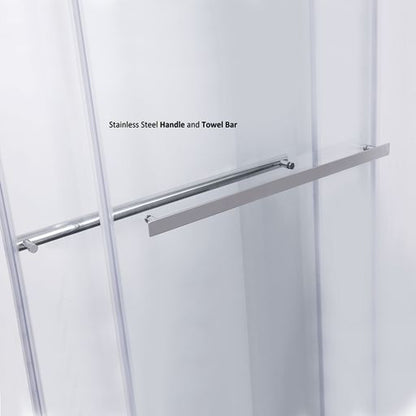 Vinnova Spezia 64" x 76" Polished Chrome Reversible Double Sliding Bypass Frameless Shower Door