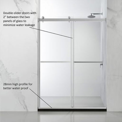 Vinnova Spezia 64" x 76" Polished Chrome Reversible Double Sliding Bypass Frameless Shower Door