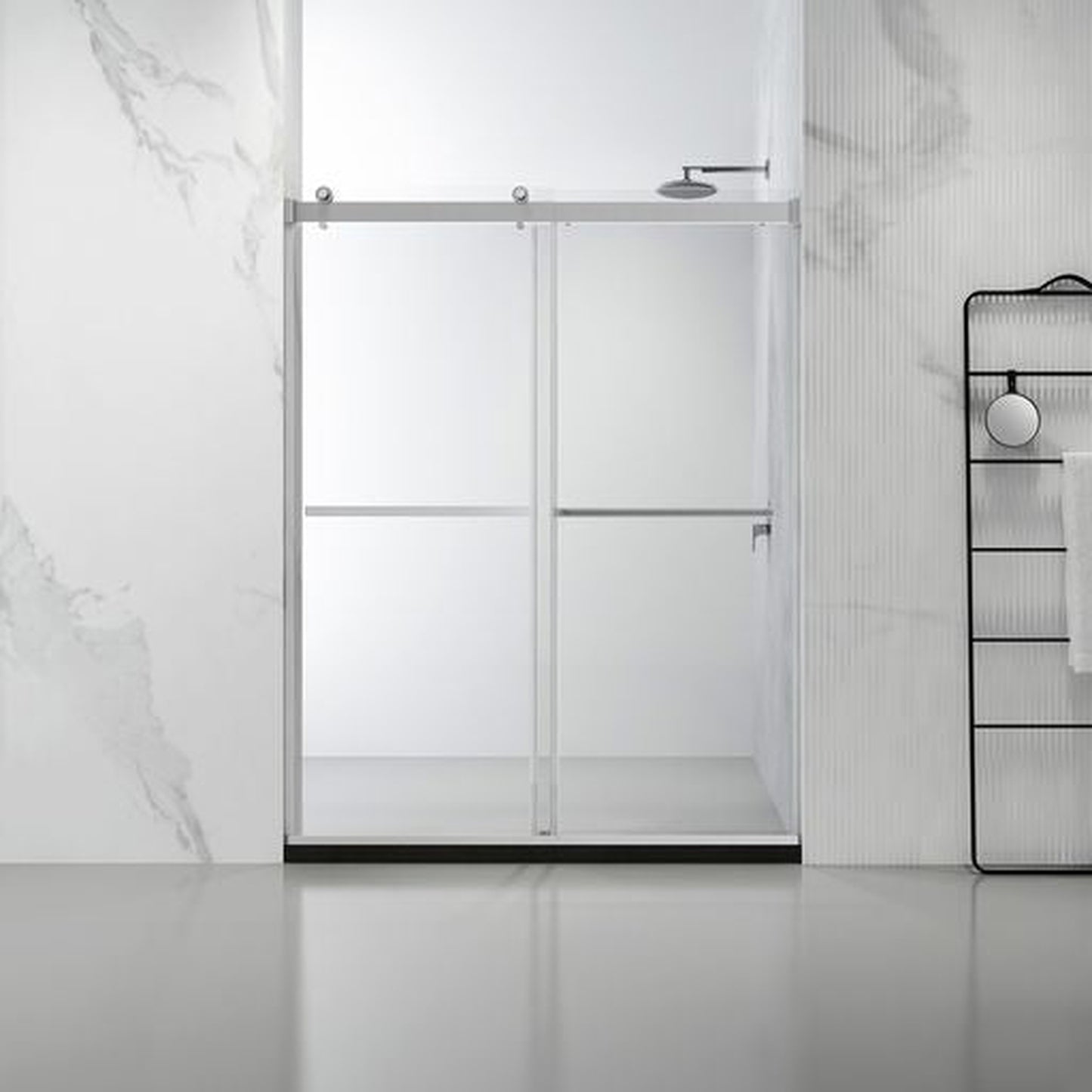 Vinnova Spezia 64" x 76" Polished Chrome Reversible Double Sliding Bypass Frameless Shower Door