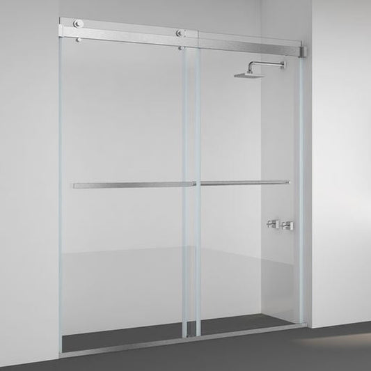 Vinnova Spezia 68" x 76" Brushed Nickel Reversible Double Sliding Bypass Frameless Shower Door