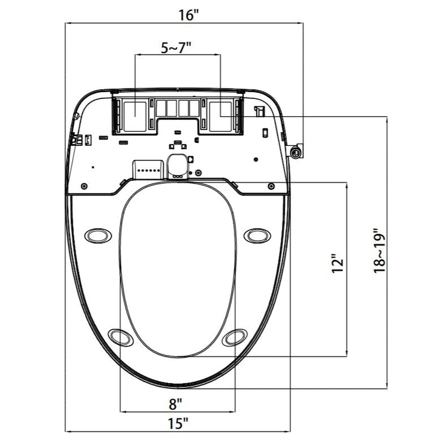 Vinnova Teramo 20" White Elongated Smart Electric Plastic Toilet Seat Bidet With Remote Control