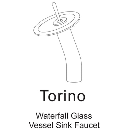 Vinnova Torino 12" Single Hole Matte Black High Arc Waterfall Glass Vessel Bathroom Sink Faucet