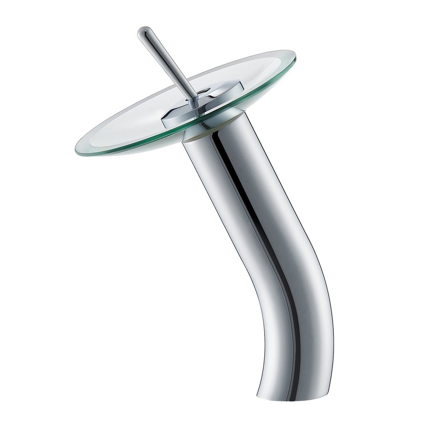 Vinnova Torino 12" Single Hole Polished Chrome High Arc Waterfall Glass Vessel Bathroom Sink Faucet