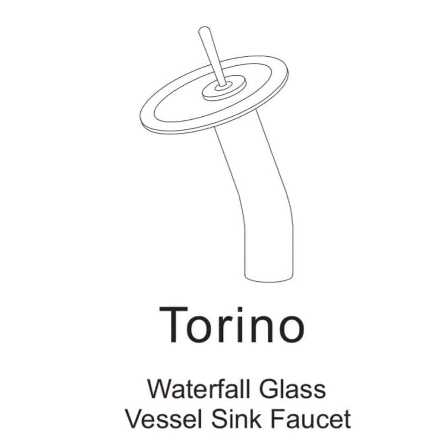 Vinnova Torino 12" Single Hole Polished Chrome High Arc Waterfall Glass Vessel Bathroom Sink Faucet