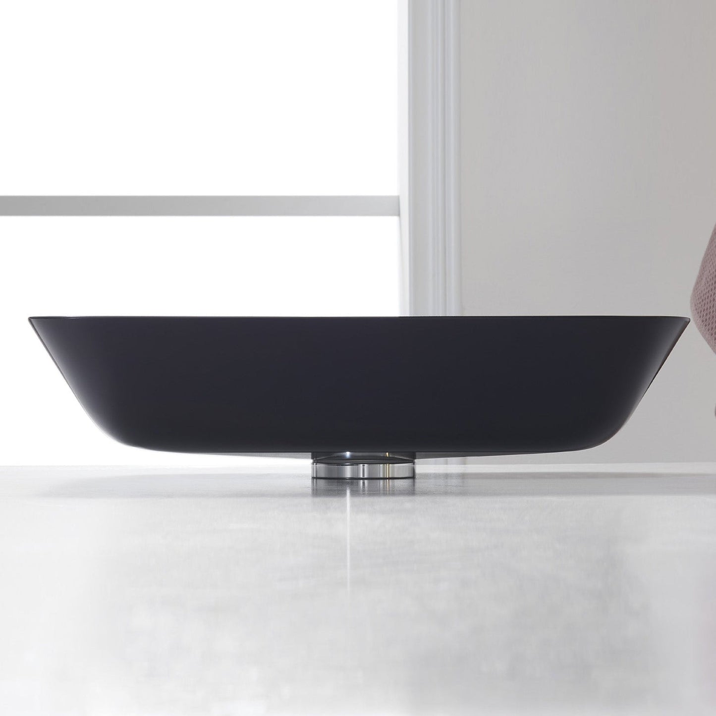 Vinnova Tudela 18" Matte Black Rectangular Tempered Glass Painted by Hand Vessel Bathroom Sink Without Faucet