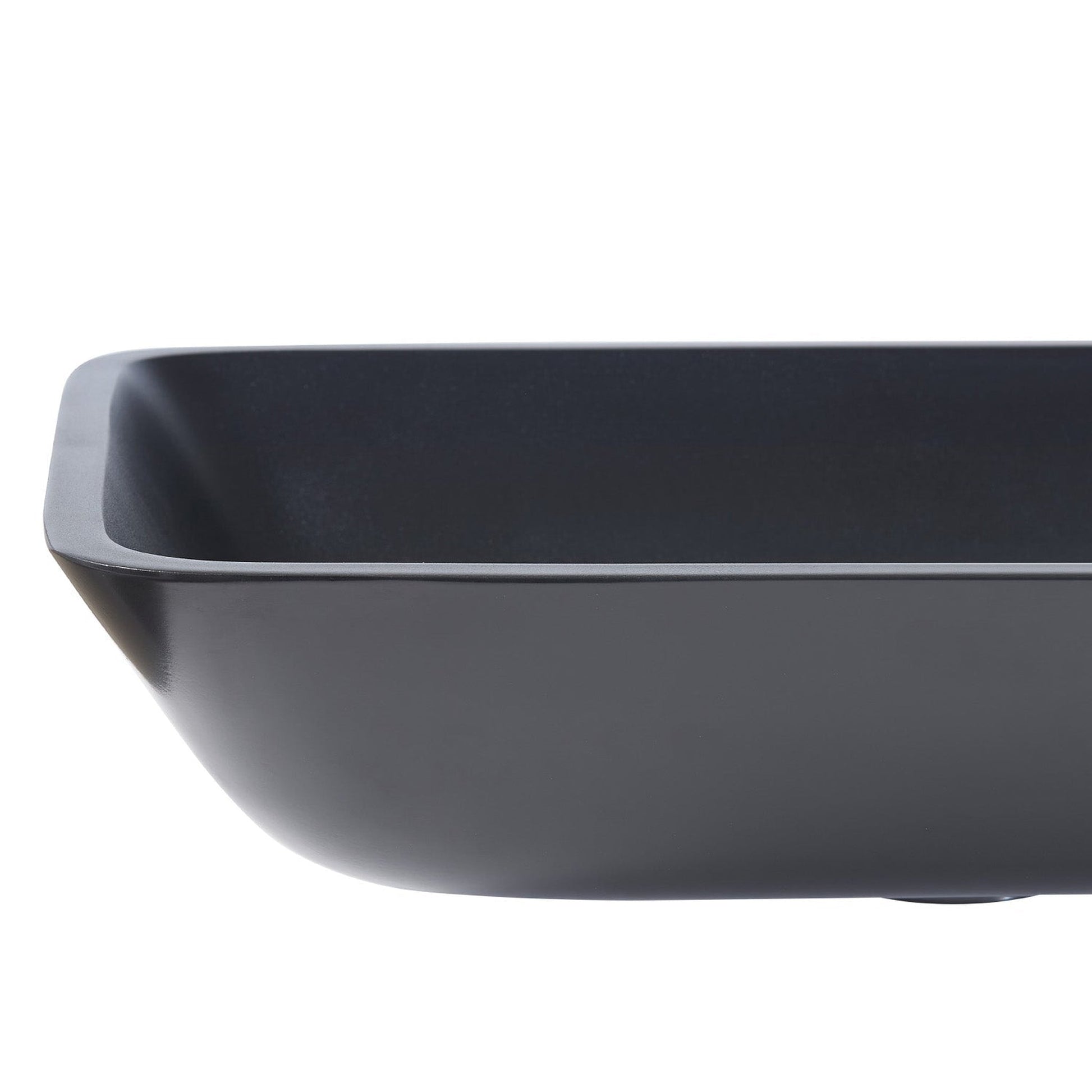 Vinnova Tudela 18" Matte Black Rectangular Tempered Glass Painted by Hand Vessel Bathroom Sink Without Faucet