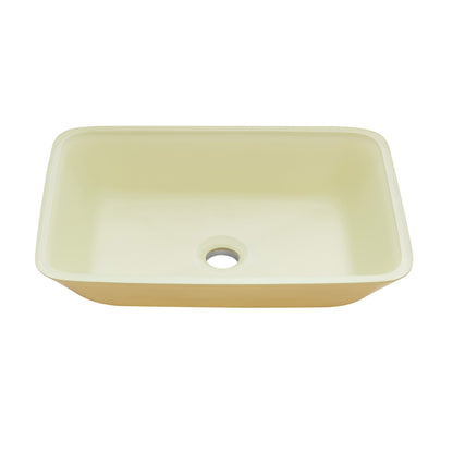 Vinnova Tudela 18" Matte White Rectangular Tempered Glass Painted by Hand Vessel Bathroom Sink Without Faucet