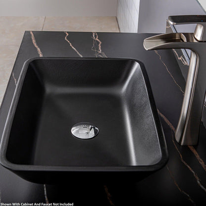 Vinnova Udine 22" Matte Black Rectangular Tempered Glass Painted by Hand Vessel Bathroom Sink Without Faucet