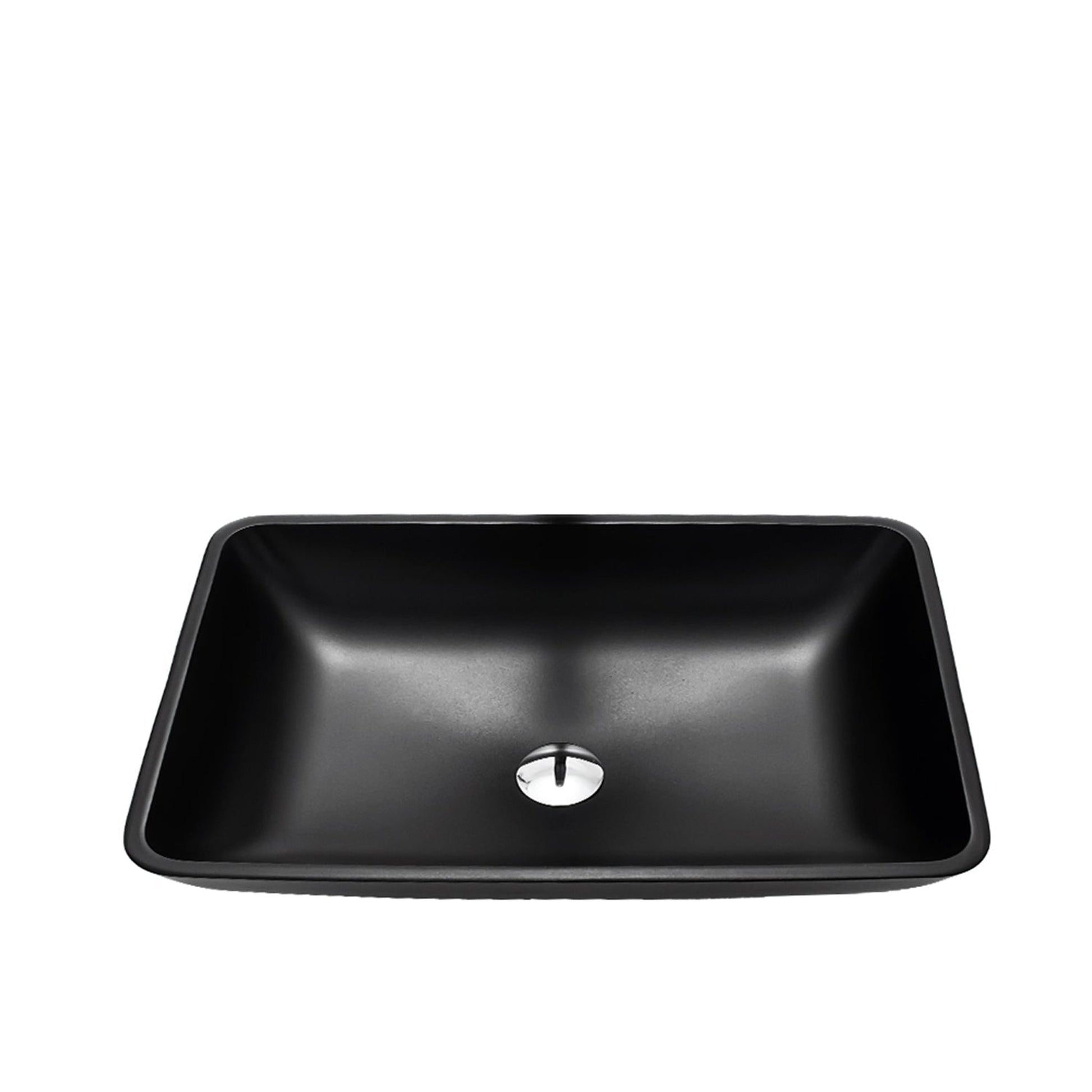 Vinnova Udine 22" Matte Black Rectangular Tempered Glass Painted by Hand Vessel Bathroom Sink Without Faucet