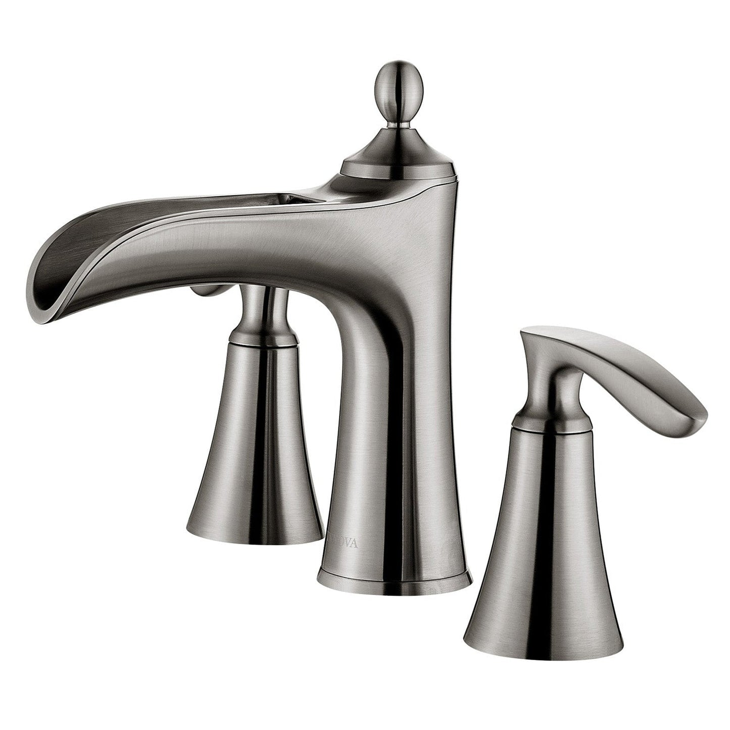 Vinnova Ukiah 7" Two Hole Brushed Nickel 8" Widespread Low Arc Waterfall Bathroom Sink Faucet