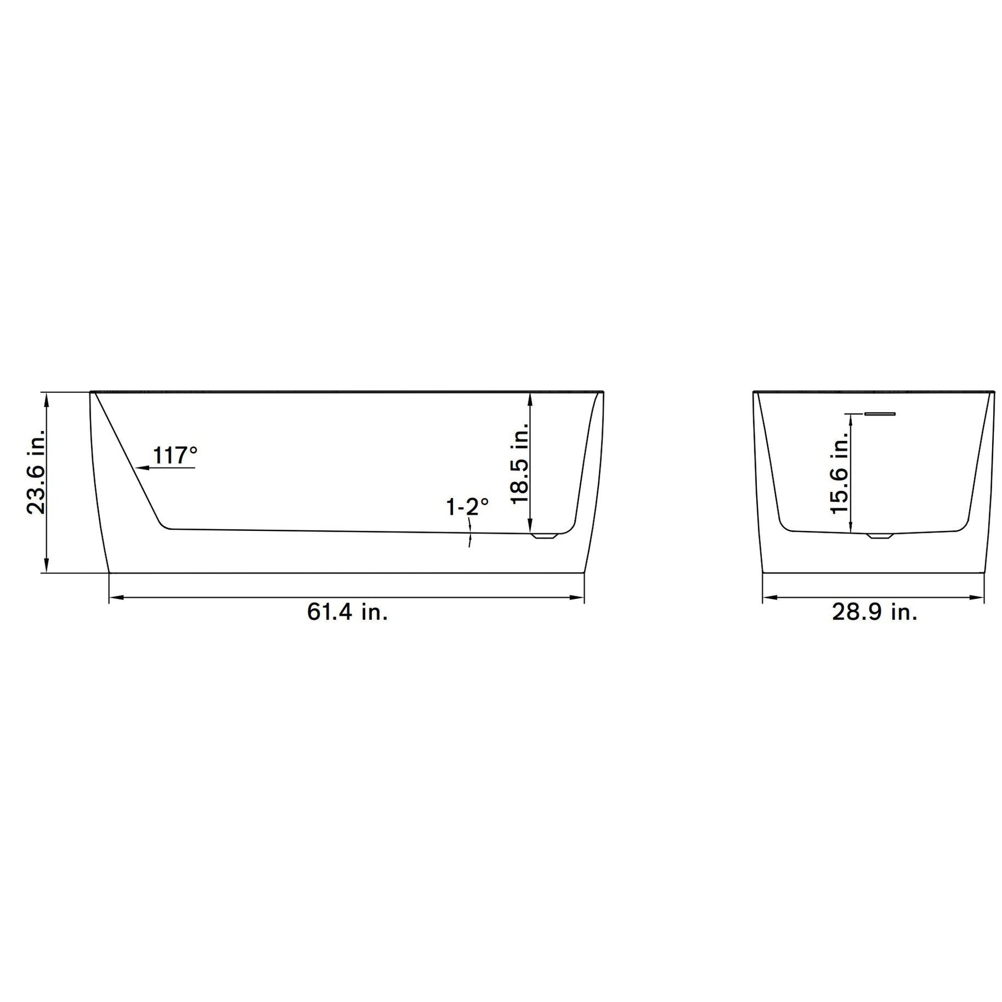 Vinnova Viana 67" x 32" Black Oval Freestanding Soaking Acrylic Bathtub