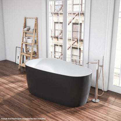 Vinnova Viana 67" x 32" Black Oval Freestanding Soaking Acrylic Bathtub