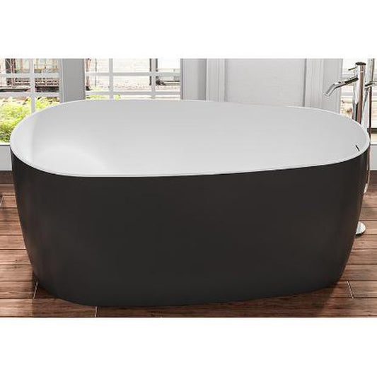 Vinnova Viana 67" x 32" Black Oval Freestanding Soaking Acrylic Bathtub