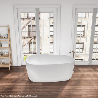 Vinnova Viana 67" x 32" Matte White Oval Freestanding Soaking Acrylic Bathtub