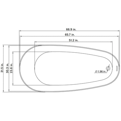 Vinnova Viana 67" x 32" Matte White Oval Freestanding Soaking Acrylic Bathtub