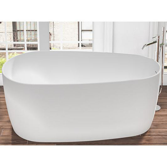 Vinnova Viana 67" x 32" Matte White Oval Freestanding Soaking Acrylic Bathtub