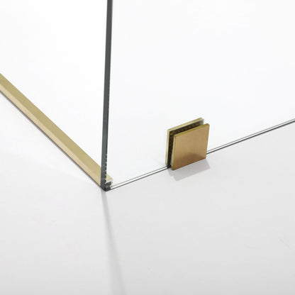 Vinnova Villena 52" x 78" Brushed Gold Rectangle Single Sliding Frameless Shower Enclosure