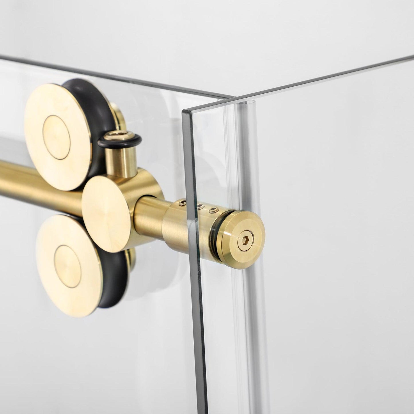 Vinnova Villena 52" x 78" Brushed Gold Rectangle Single Sliding Frameless Shower Enclosure
