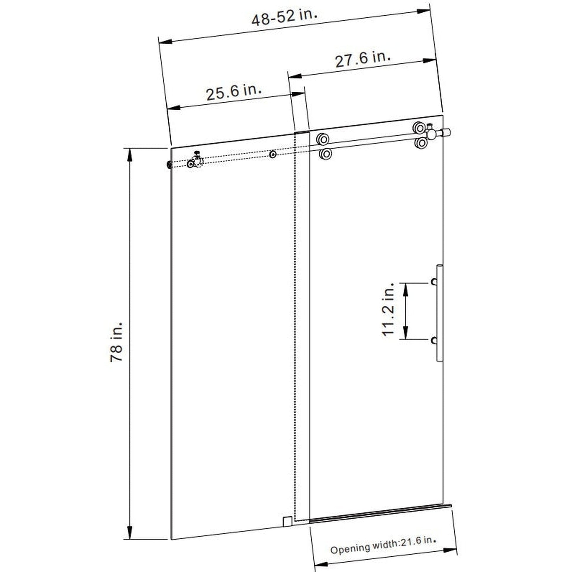 Vinnova Villena 52" x 78" Brushed Gold Single Sliding Frameless Shower Door