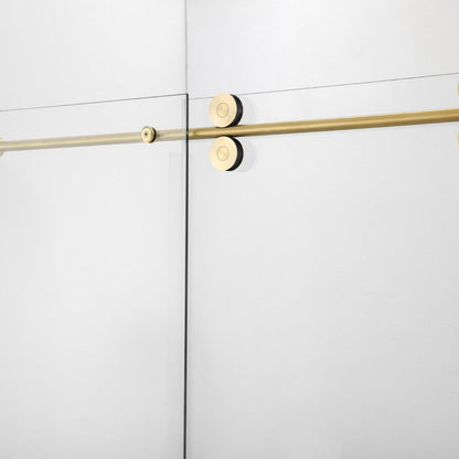 Vinnova Villena 52" x 78" Brushed Gold Single Sliding Frameless Shower Door